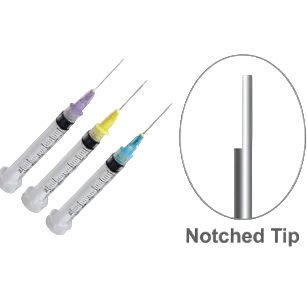 Irrigation Syringes With Needle Tips - Notched Tip