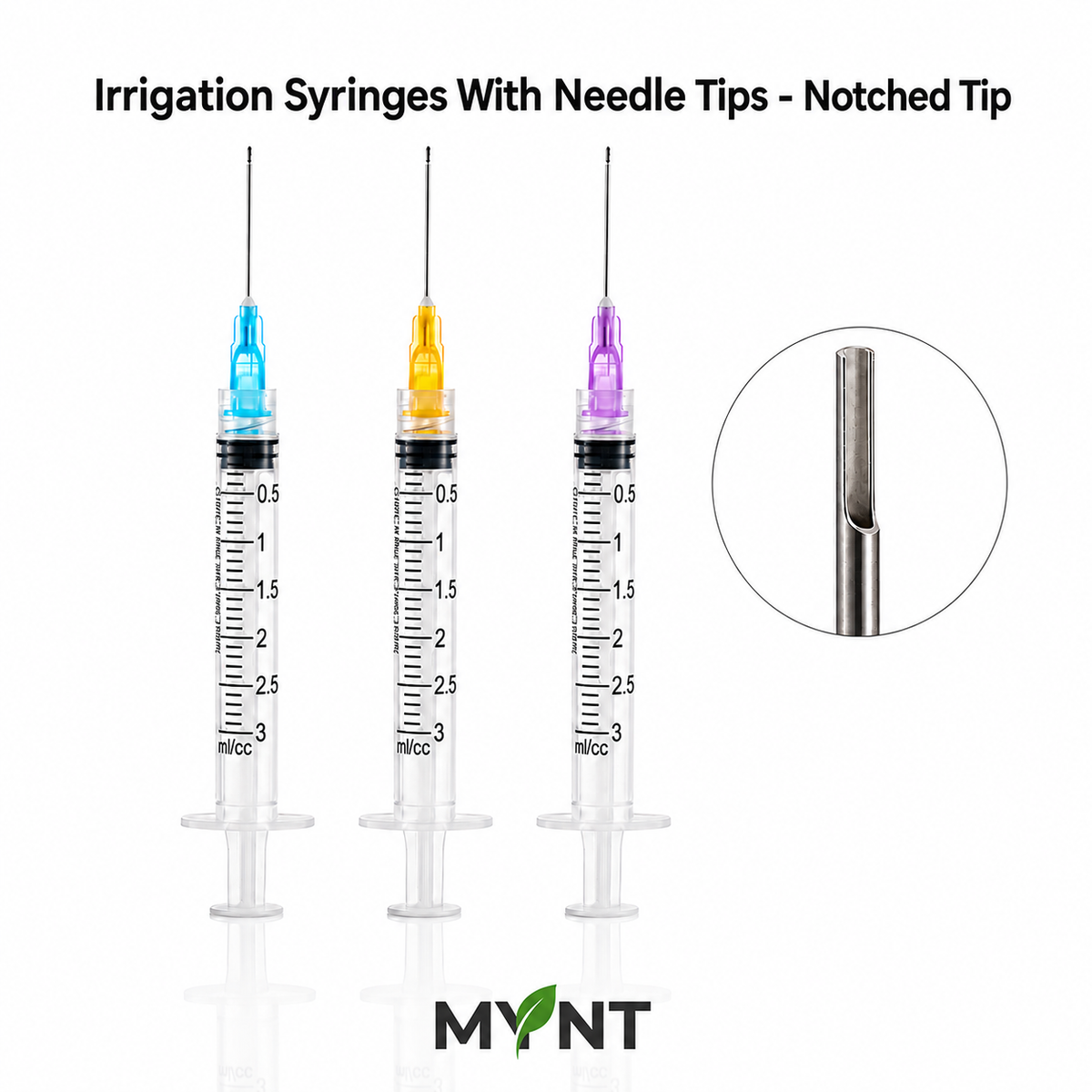 Irrigation Syringes With Needle Tips - Notched Tip