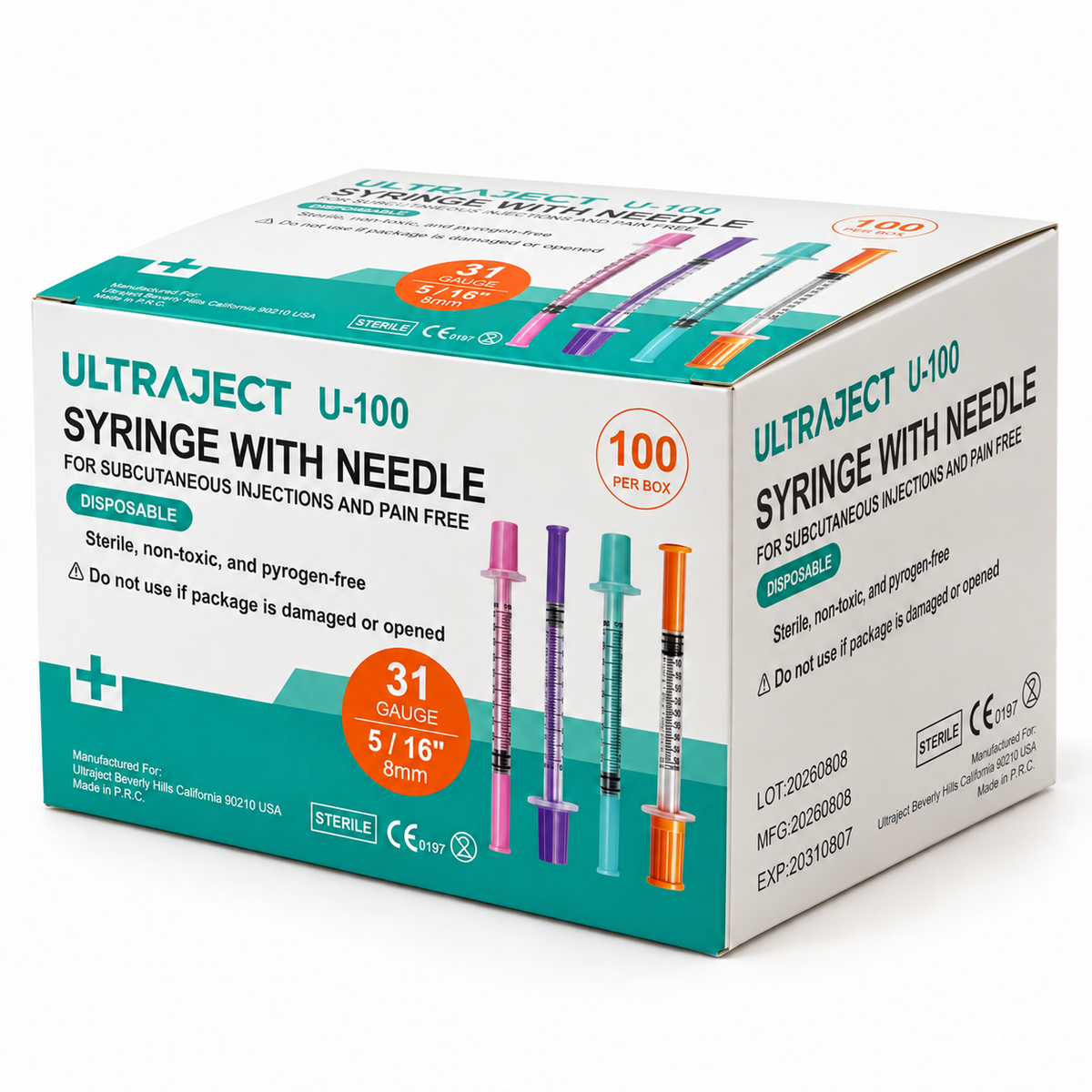 Ultraject 0.5 mL 31 ga 5/16" 8mm Syringes With Needles