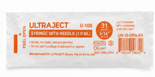 Ultraject 1.0 mL 31 ga 5/16" 8mm Syringes with Needles