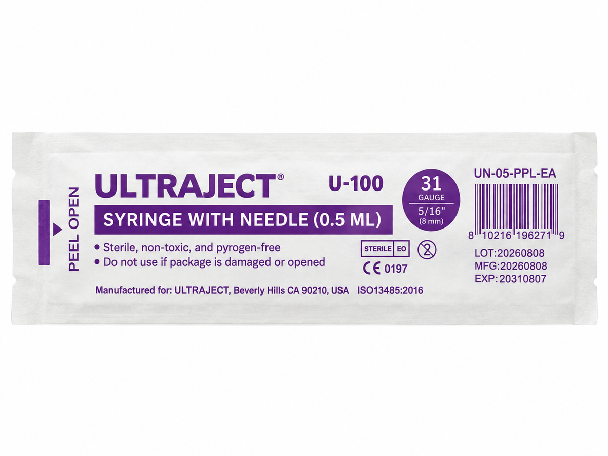 Ultraject 0.5 mL 31 ga 5/16" 8mm Syringes With Needles