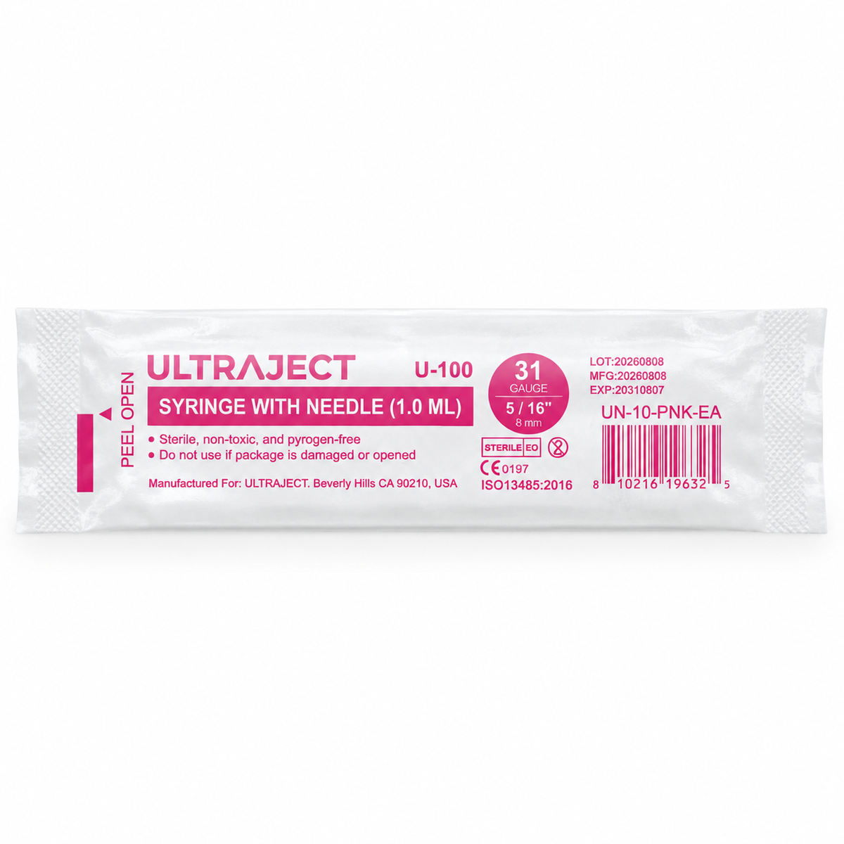 Ultraject 1.0 mL 31 ga 5/16" 8mm Syringes with Needles
