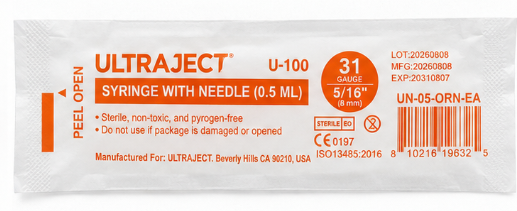Ultraject 0.5 mL 31 ga 5/16" 8mm Syringes With Needles
